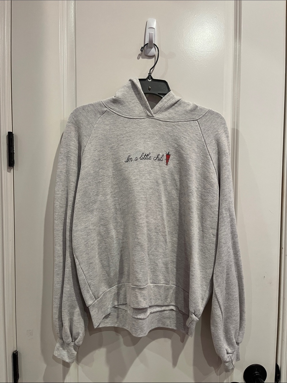 Light Gray PST Hoodie With "I'm a little chili" Text